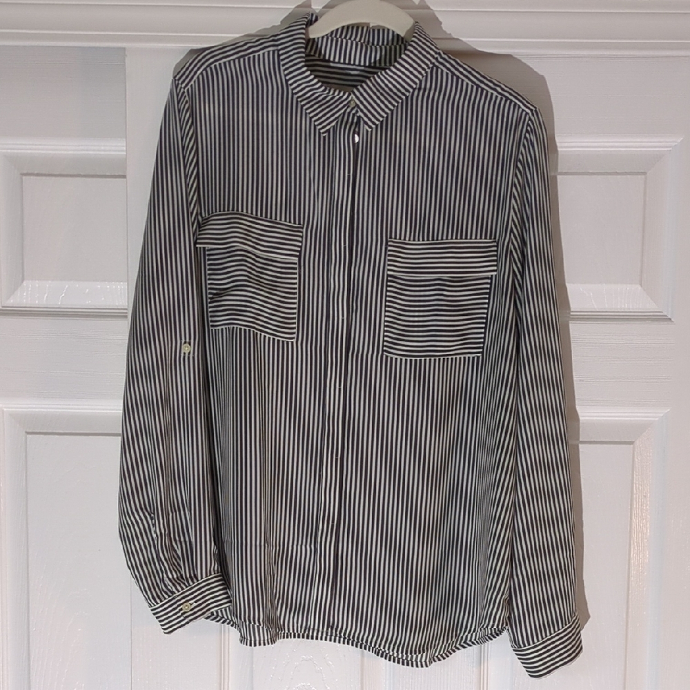 LOFT Striped Button Down Shirt